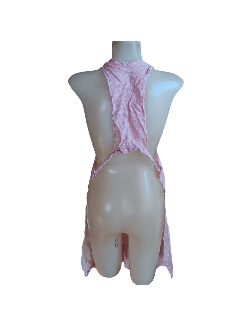 Vintage Full Apron 1940's Handmade Pink Halter Neck Backless Anchor  Star Print